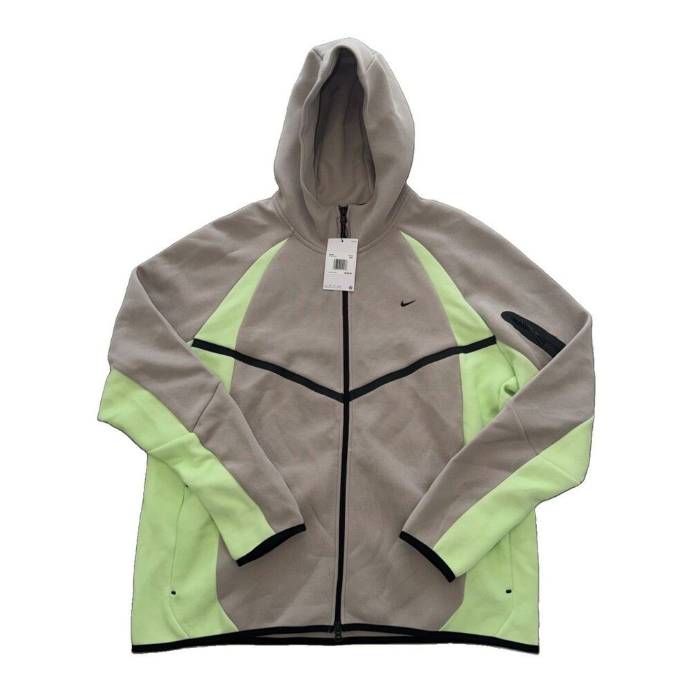 NWT Nike Tech Fleece Full Zip Hoodie Mens Large Khaki Volt IF1325-236 XXL